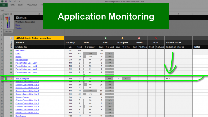 Risk Template in Excel® with Status Monitoring: ID Incomplete