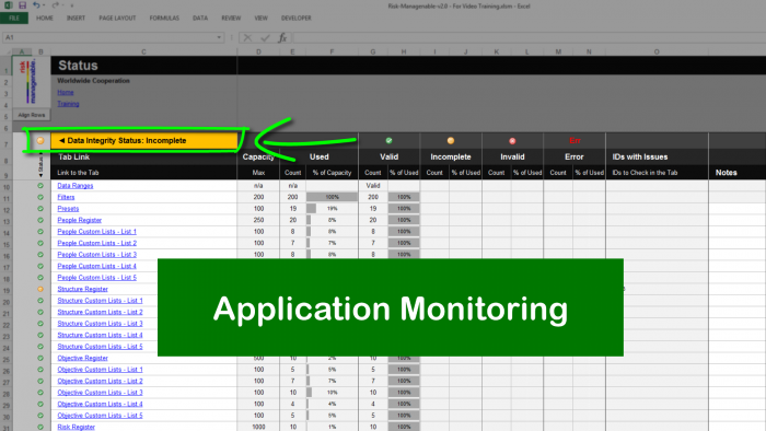 Risk Template in Excel® with Status Monitoring: Overall