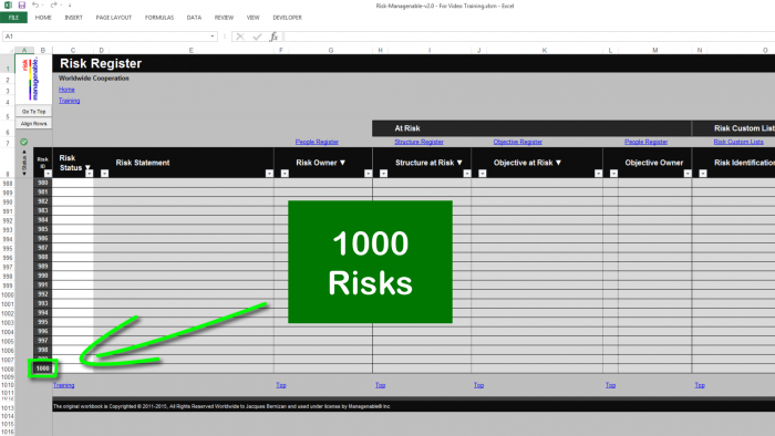 Risk Template in Excel® with Risk Register: 1000 Preconfigured